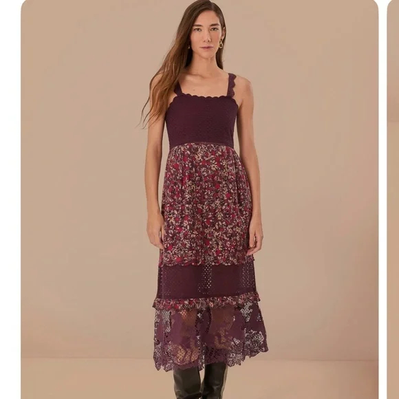 FARM Rio | Dresses | Farm Rio Purple Chelsea Garden Embroidered Lace Midi  Dress | Poshmark